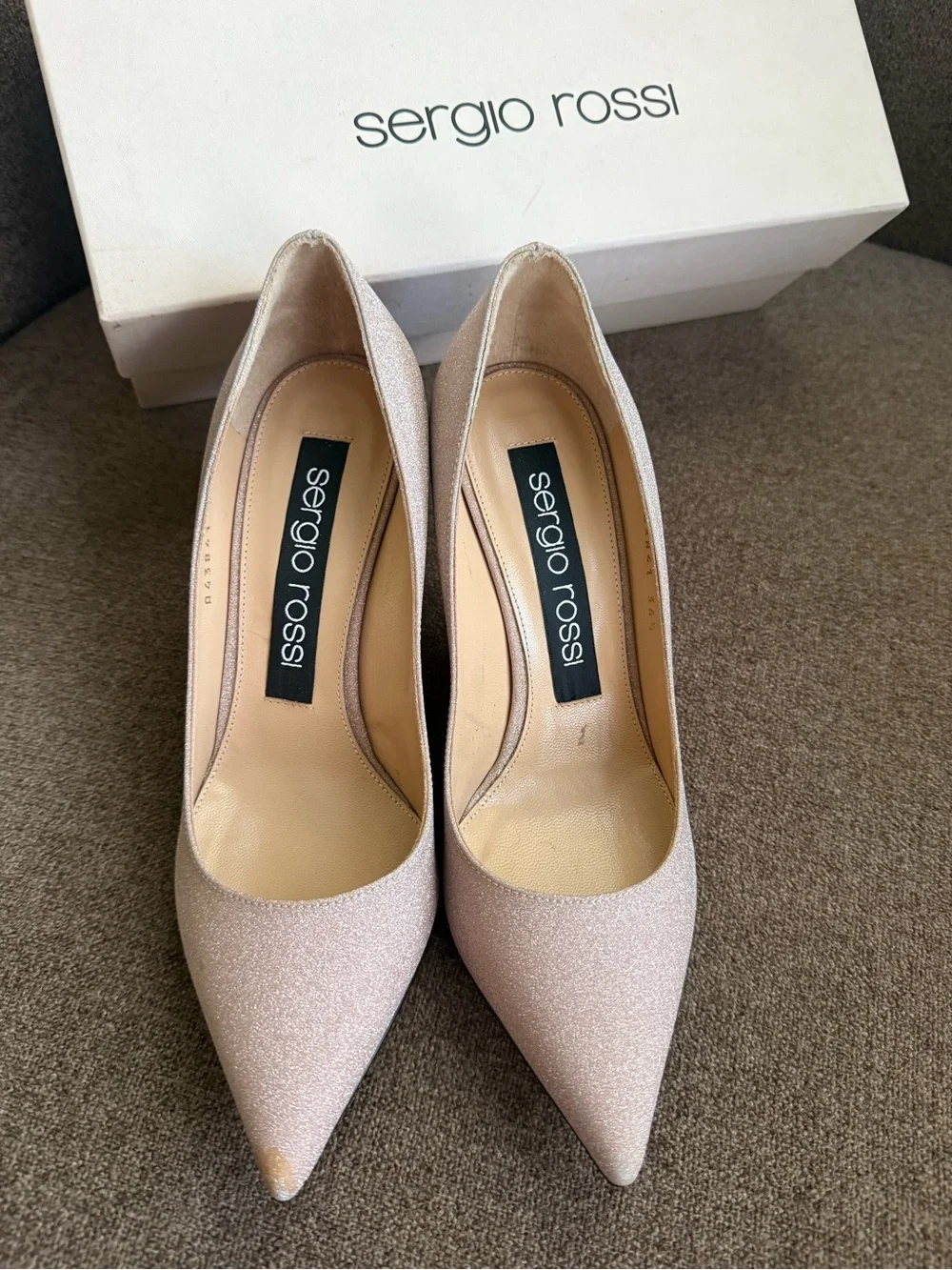 Sergio Rossi Pink Sparkle Pointed-Toe Stiletto Pumps